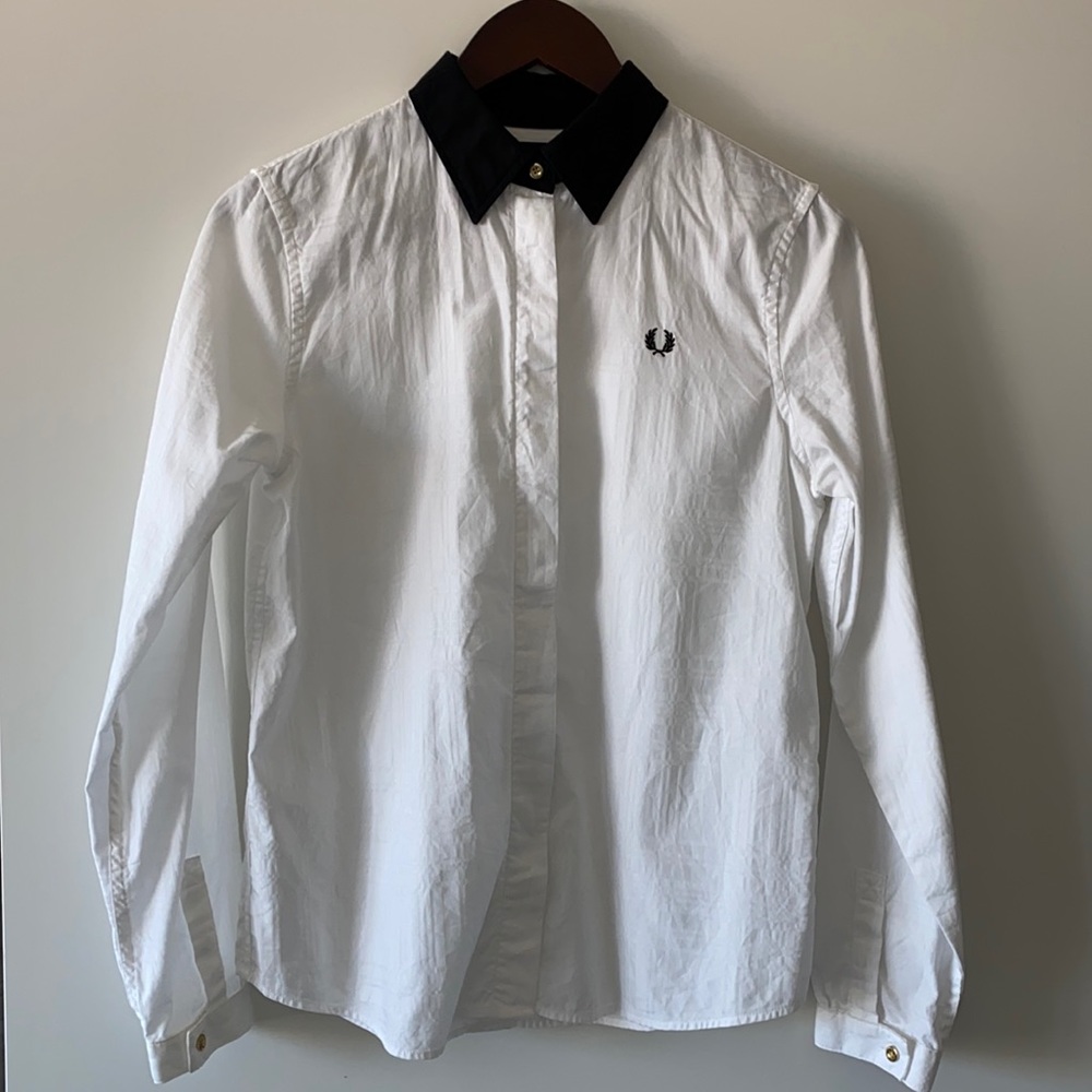 Fred Perry White Long Sleeve Button Down Shirt
